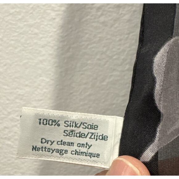 LAURA ASHLEY Rectangle Scarf Black Floral Silk Wide Sheer Stripes READ - Picture 4 of 12